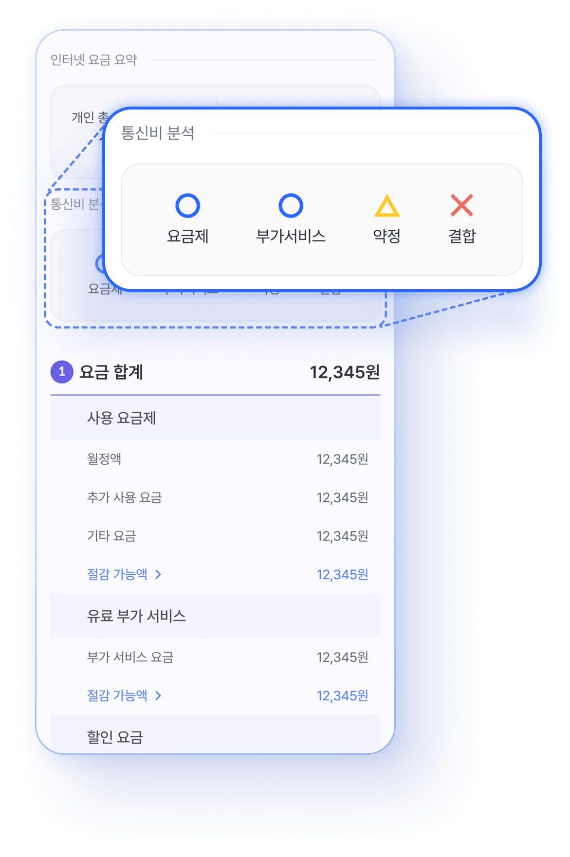 맞춤 분석 화면